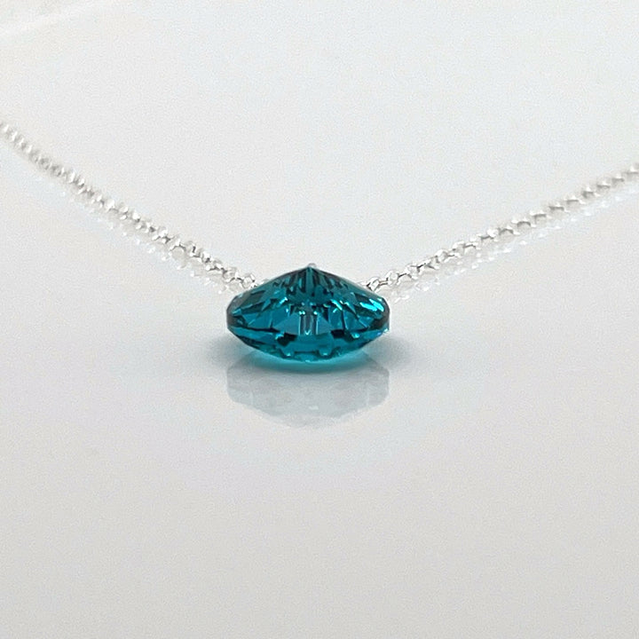 Aqlaperlis Jewellery: December  Blue Zircon Birthstone Crystal Necklace Sterling Silver