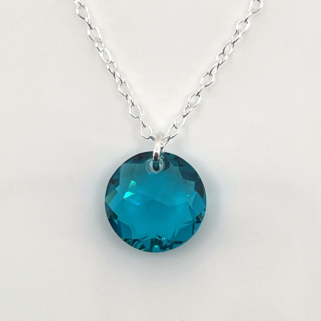 Aqlaperlis Jewellery: December  Blue Zircon Birthstone Crystal Necklace Sterling Silver