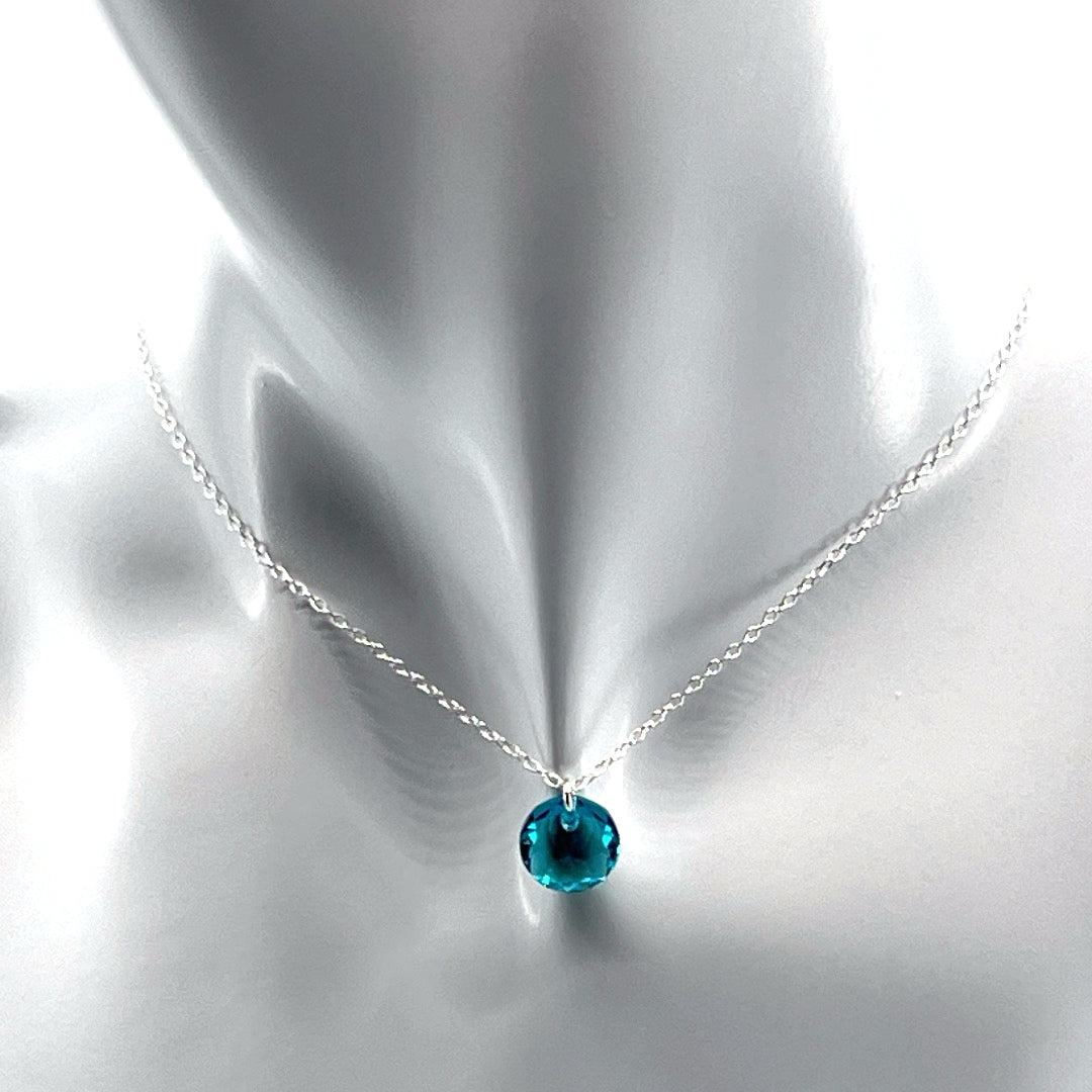 Aqlaperlis Jewellery: December  Blue Zircon Birthstone Crystal Necklace Sterling Silver