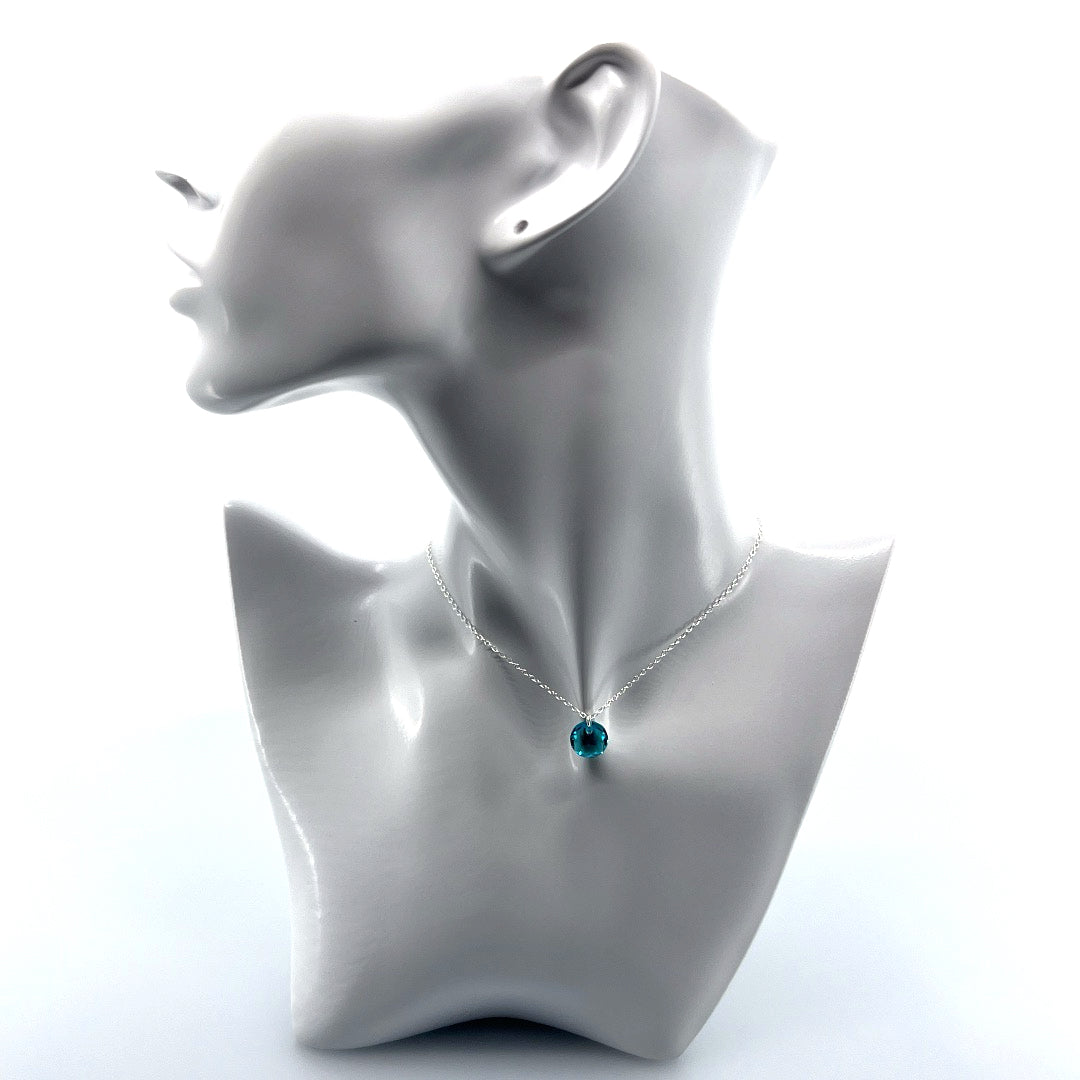 Aqlaperlis Jewellery: December  Blue Zircon Birthstone Crystal Necklace Sterling Silver