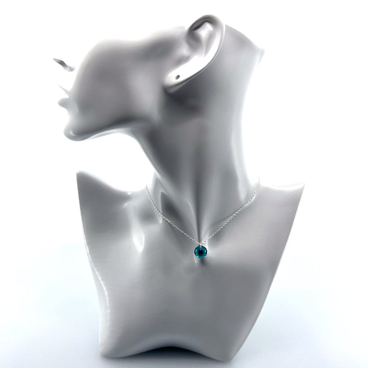 Aqlaperlis Jewellery: December  Blue Zircon Birthstone Crystal Necklace Sterling Silver