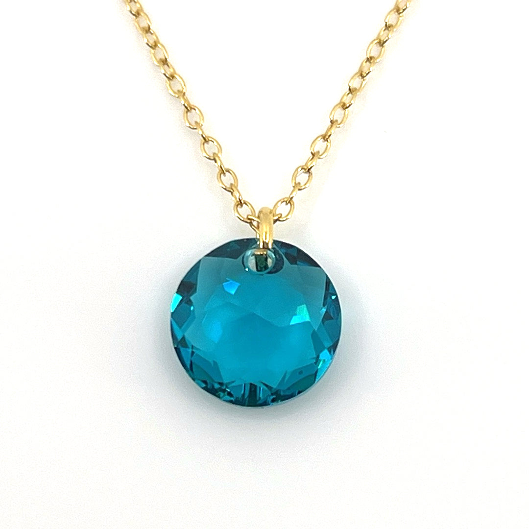 Aqlaperlis Jewellery: December  Blue Zircon Birthstone Crystal Necklace Gold Vermeil