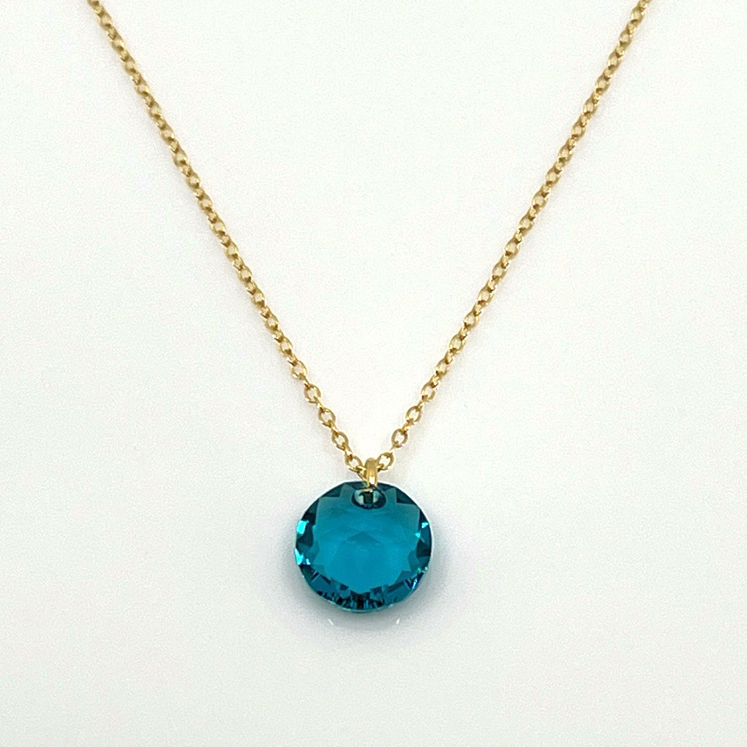 Aqlaperlis Jewellery: December  Blue Zircon Birthstone Crystal Necklace Gold Vermeil
