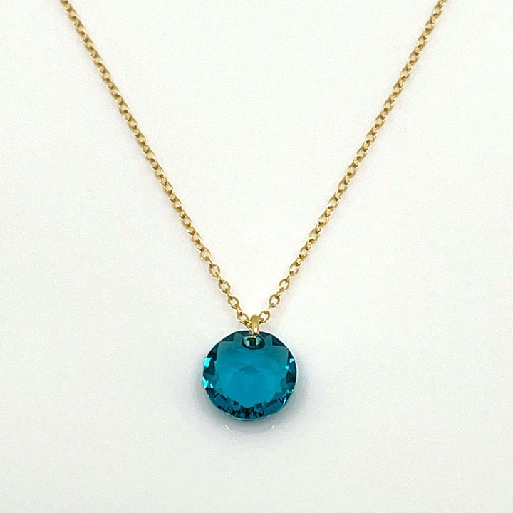 Aqlaperlis Jewellery: December  Blue Zircon Birthstone Crystal Necklace Gold Vermeil