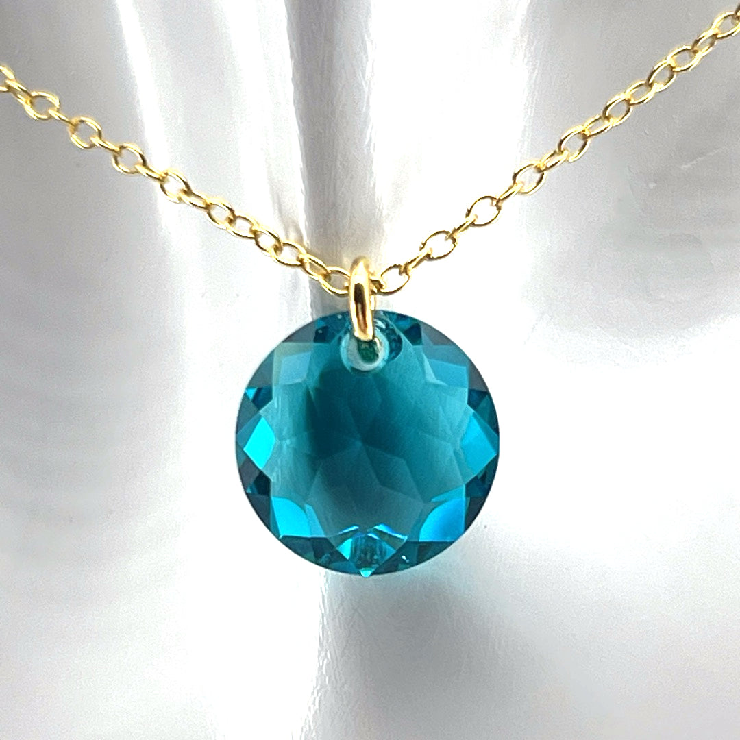 Aqlaperlis Jewellery: December  Blue Zircon Birthstone Crystal Necklace Gold Vermeil