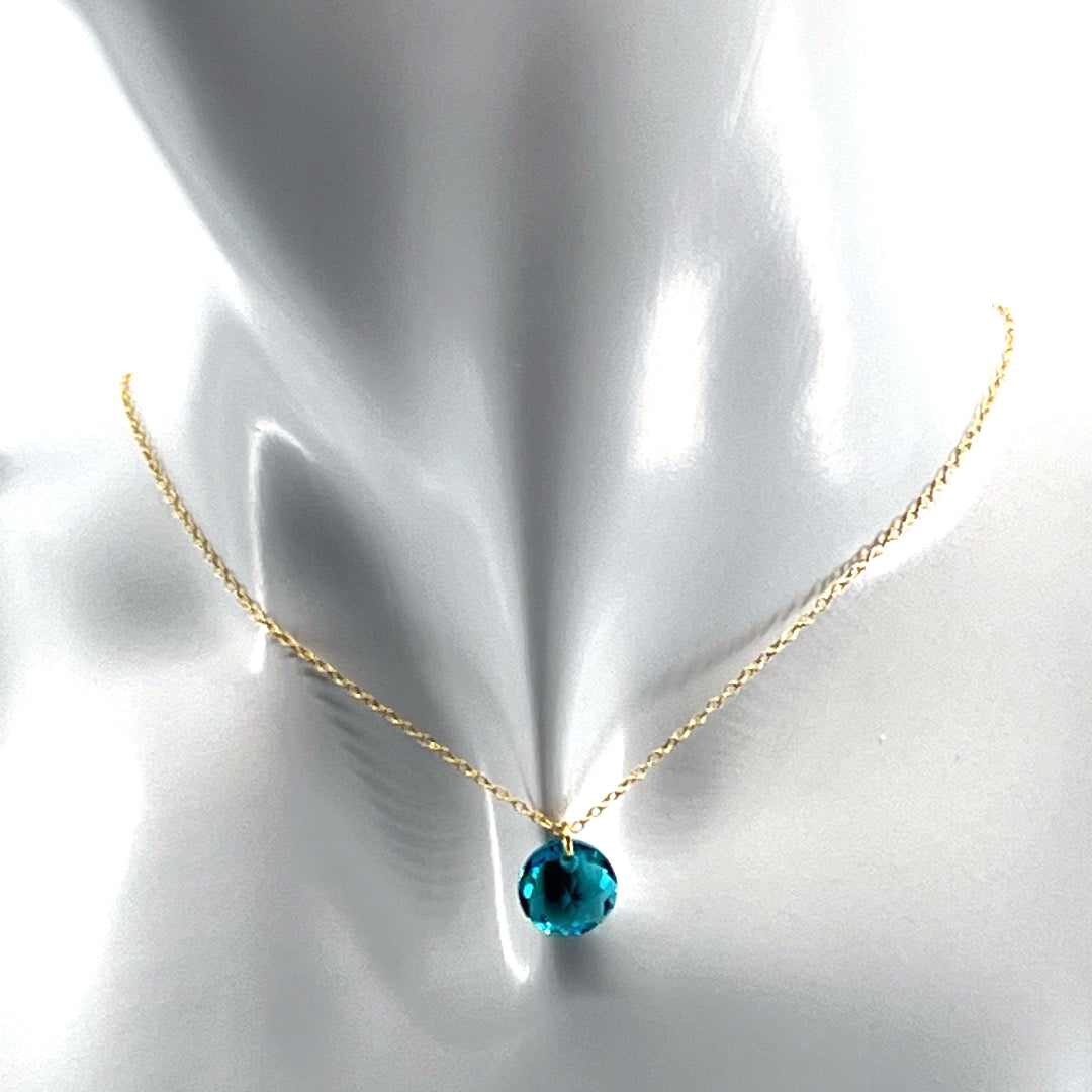 Aqlaperlis Jewellery: December  Blue Zircon Birthstone Crystal Necklace Gold Vermeil