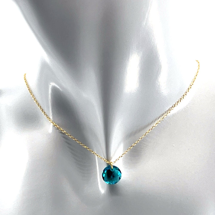 Aqlaperlis Jewellery: December  Blue Zircon Birthstone Crystal Necklace Gold Vermeil