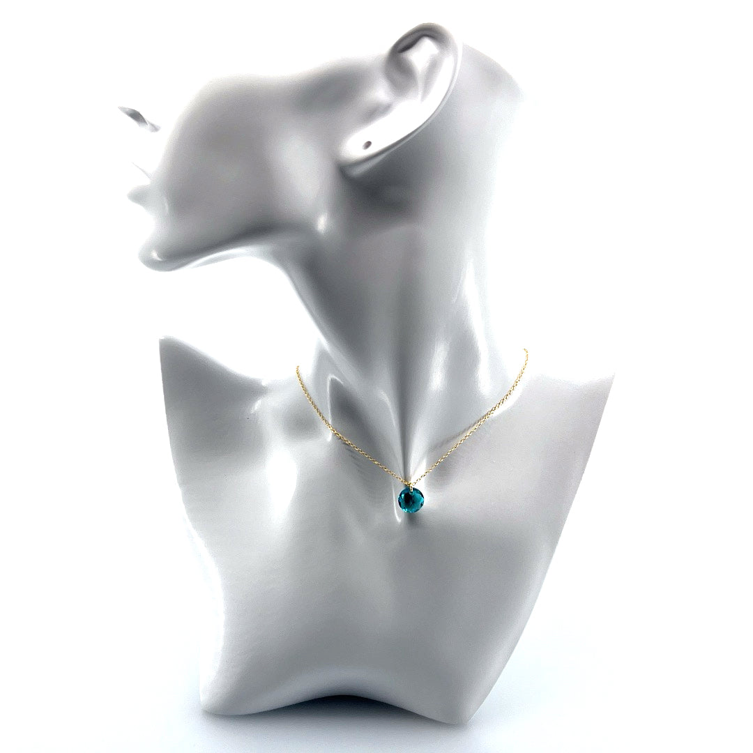 Aqlaperlis Jewellery: December  Blue Zircon Birthstone Crystal Necklace Gold Vermeil
