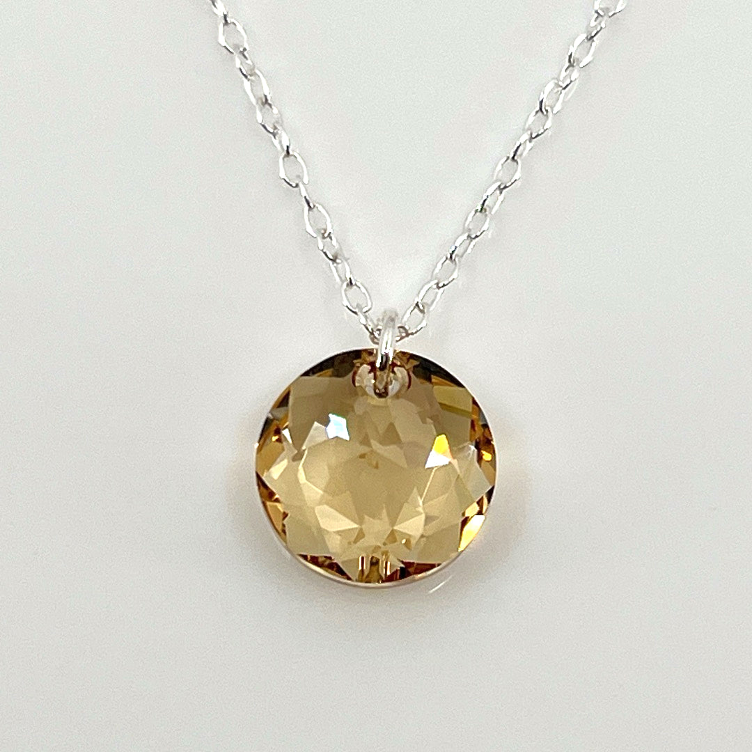 Aqlaperlis Jewellery: November Topaz Birthstone Crystal Necklace Sterling Silver