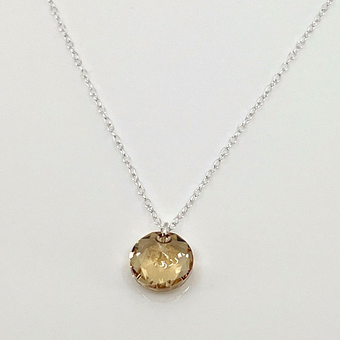Aqlaperlis Jewellery: November Topaz Birthstone Crystal Necklace Sterling Silver