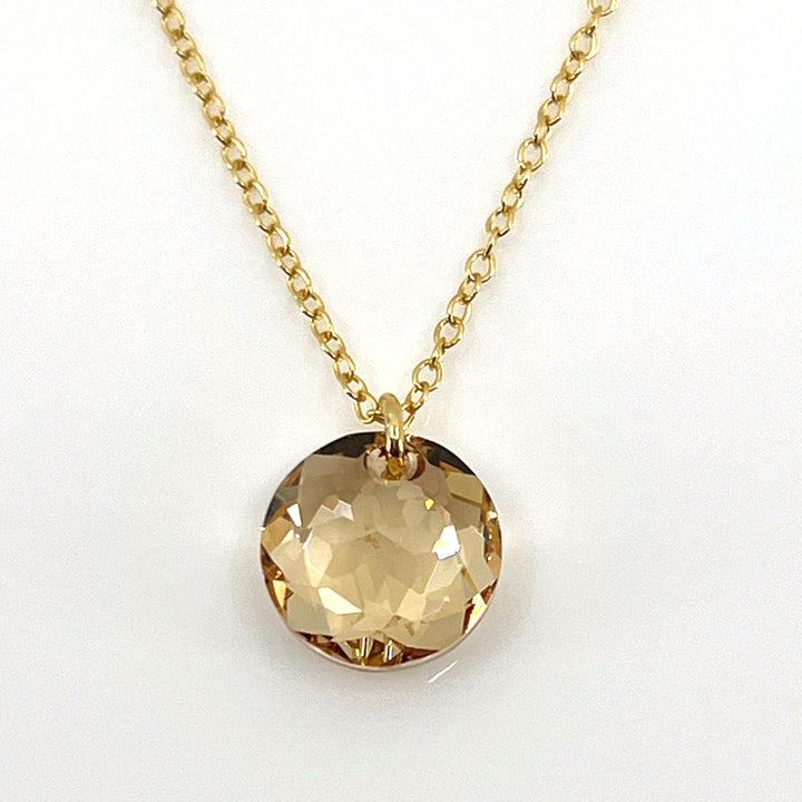 Aqlaperlis Jewellery: November Topaz Birthstone Crystal Necklace Gold Vermeil