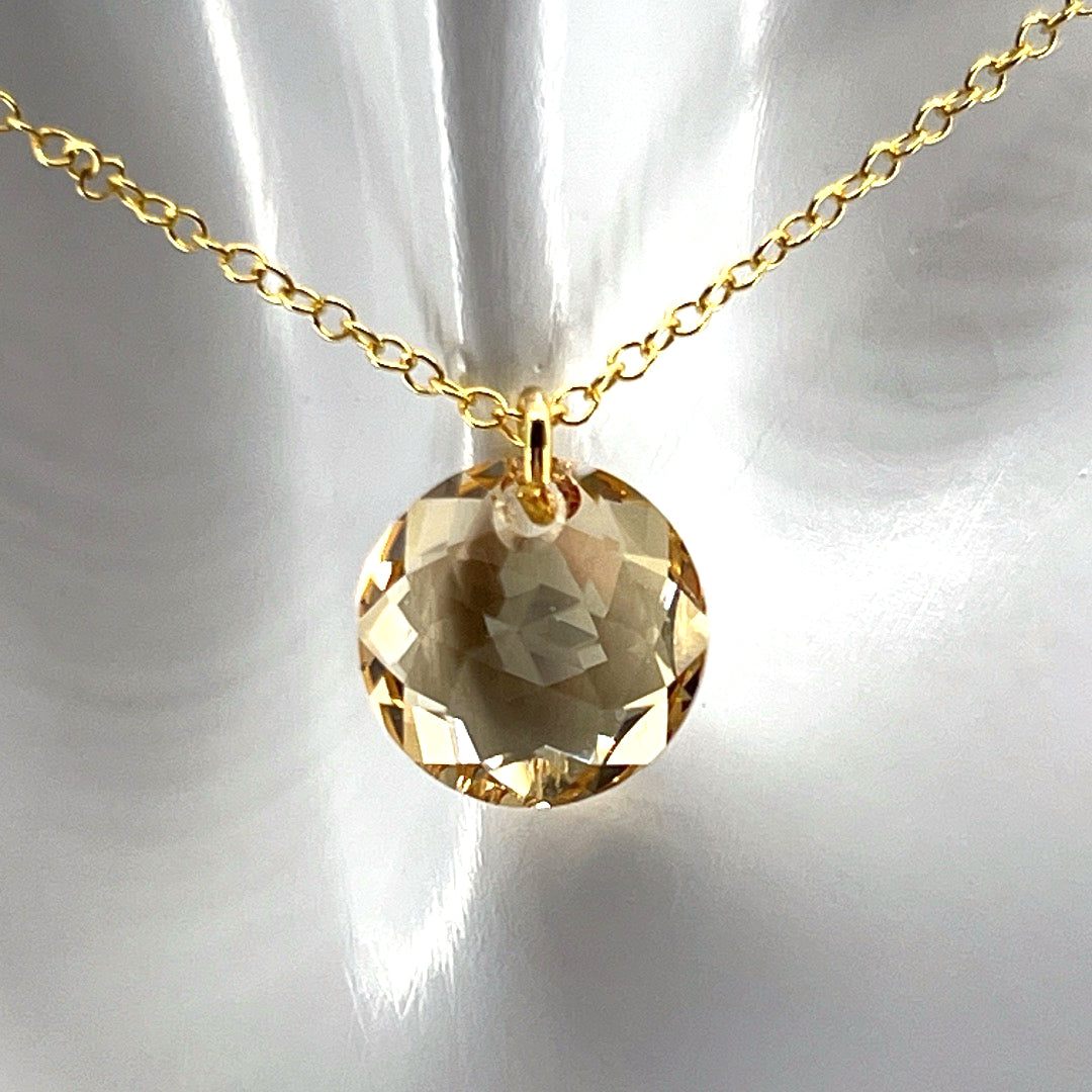 Aqlaperlis Jewellery: November Topaz Birthstone Crystal Necklace Gold Vermeil