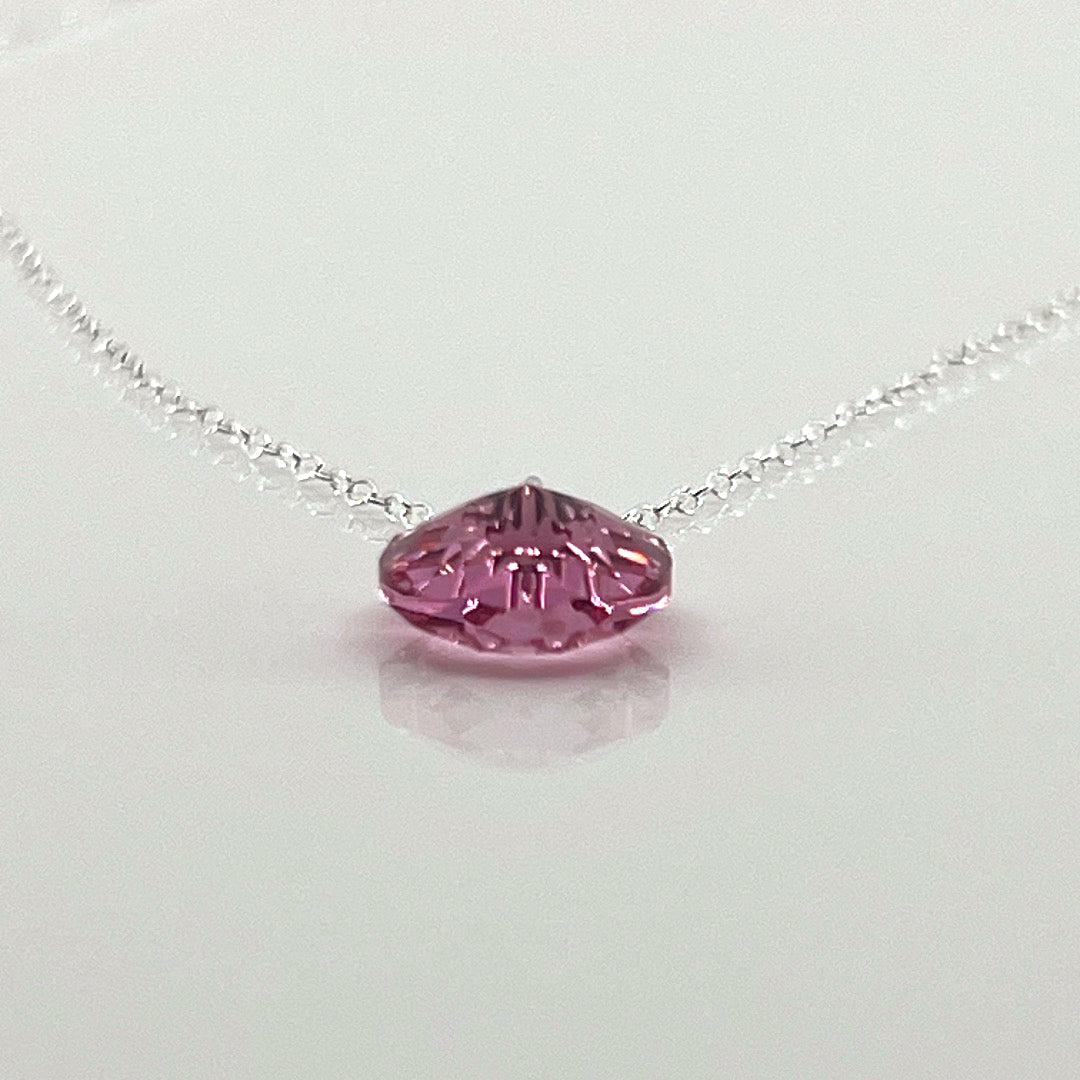 Aqlaperlis Jewellery: October Rose Birthstone Crystal Necklace Sterling Silver