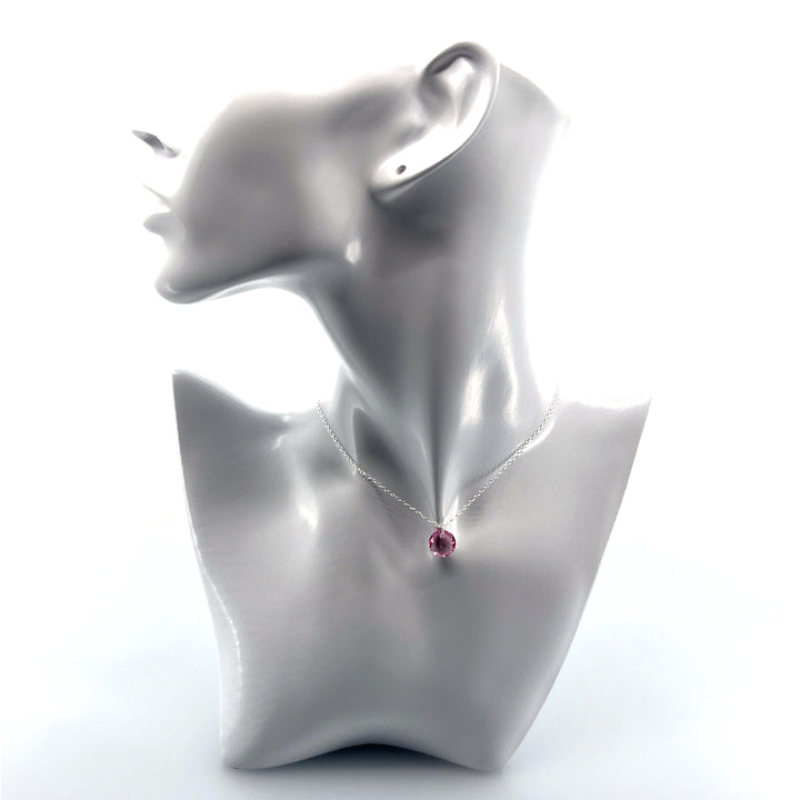 Aqlaperlis Jewellery: October Rose Birthstone Crystal Necklace Sterling Silver