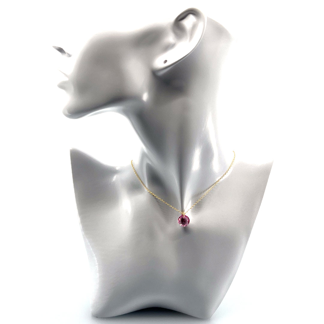 Aqlaperlis Jewellery: October Rose Birthstone Crystal Necklace Gold Vermeil