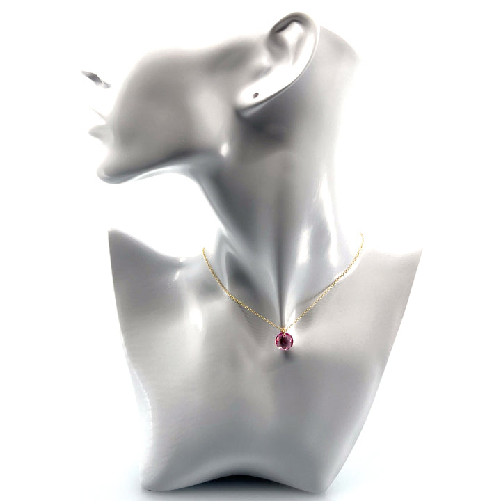 Aqlaperlis Jewellery: October Rose Birthstone Crystal Necklace Gold Vermeil