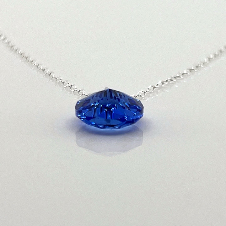 Aqlaperlis Jewellery: September Sapphire Birthstone Crystal Necklace Sterling Silver