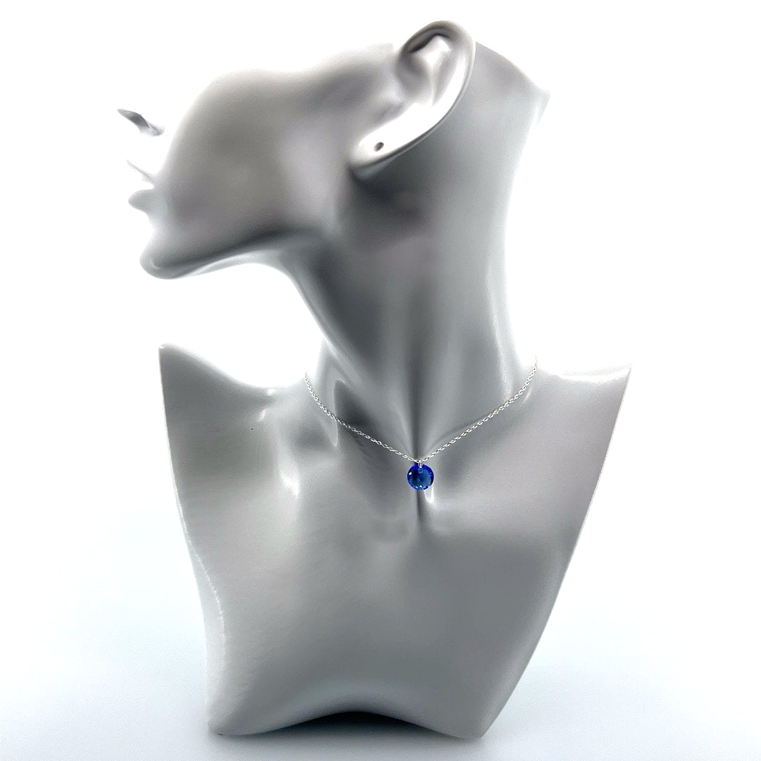 Aqlaperlis Jewellery: September Sapphire Birthstone Crystal Necklace Sterling Silver