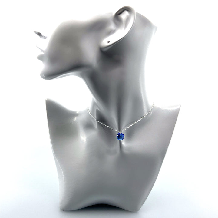 Aqlaperlis Jewellery: September Sapphire Birthstone Crystal Necklace Sterling Silver