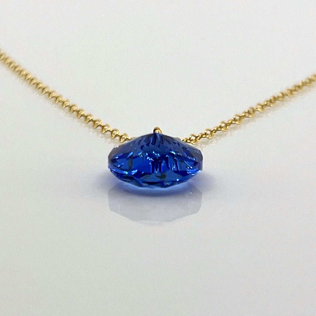 Aqlaperlis Jewellery: September Sapphire Birthstone Crystal Necklace Gold Vermeil