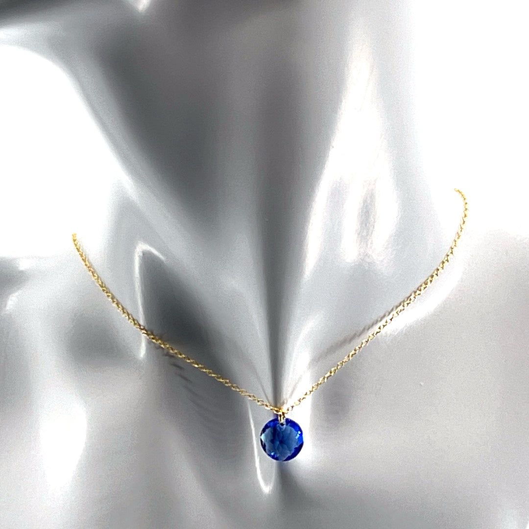 Aqlaperlis Jewellery: September Sapphire Birthstone Crystal Necklace Gold Vermeil
