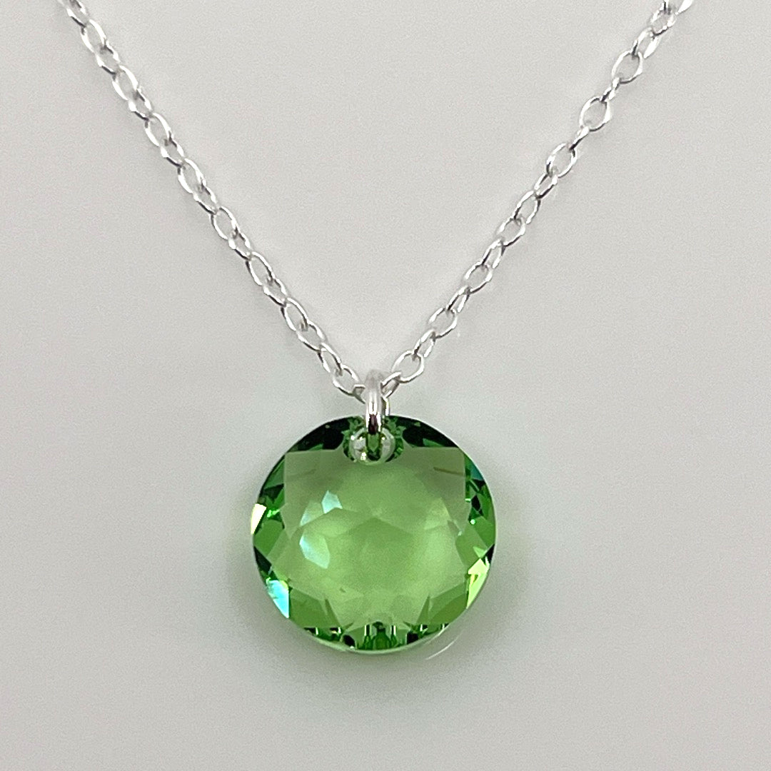 Aqlaperlis Jewellery: August Peridot Birthstone Crystal Necklace Sterling Silver