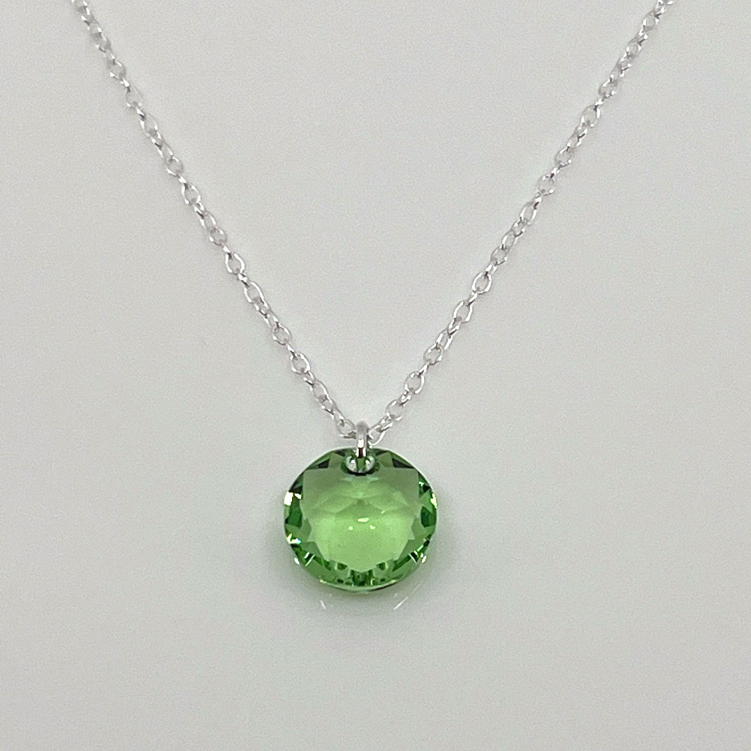 Aqlaperlis Jewellery: August Peridot Birthstone Crystal Necklace Sterling Silver