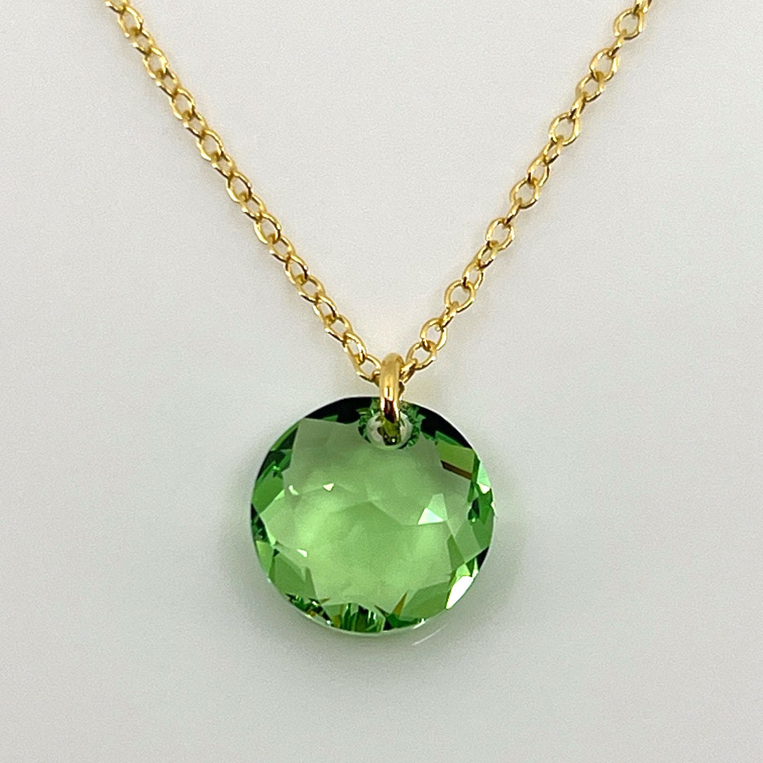 Aqlaperlis Jewellery: August Peridot Birthstone Crystal Necklace Gold Vermeil