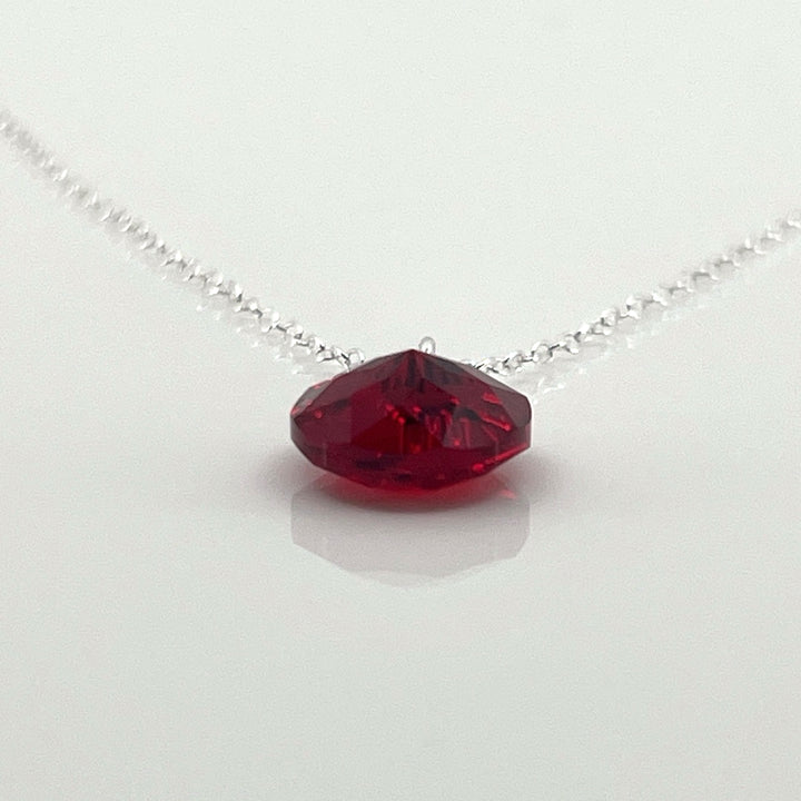 Aqlaperlis Jewellery: July Ruby Birthstone Crystal Necklace Sterling Silver