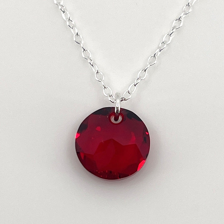Aqlaperlis Jewellery: July Ruby Birthstone Crystal Necklace Sterling Silver