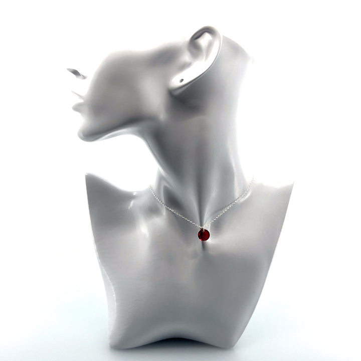 Aqlaperlis Jewellery: July Ruby Birthstone Crystal Necklace Sterling Silver