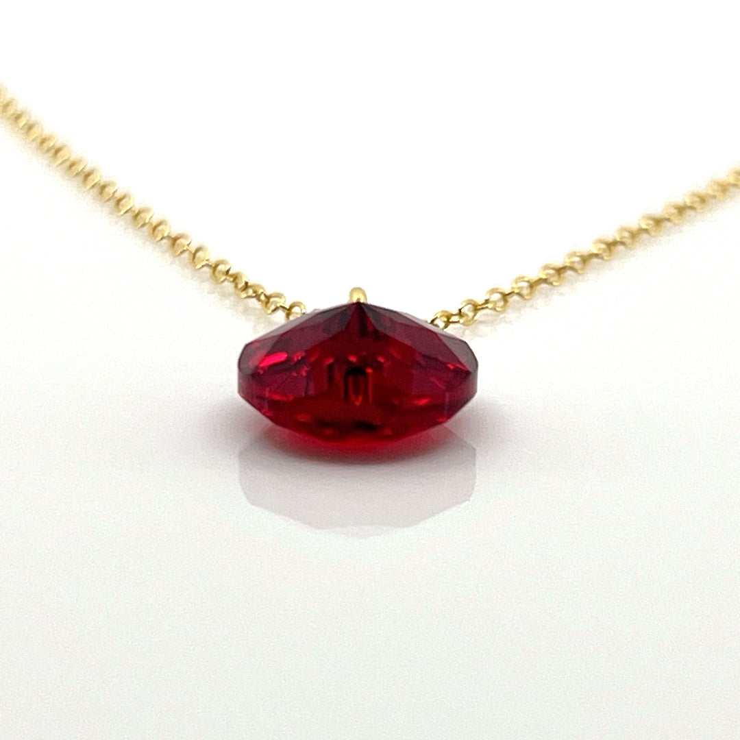 Aqlaperlis Jewellery: July Ruby Birthstone Crystal Necklace Gold Vermeil