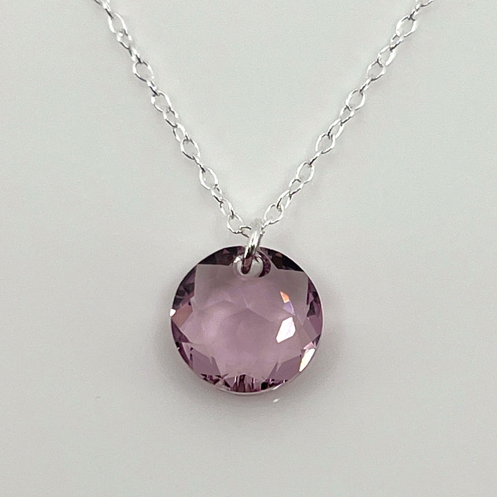 Aqlaperlis Jewellery: June Light Amethyst Birthstone Crystal Necklace Sterling Silver