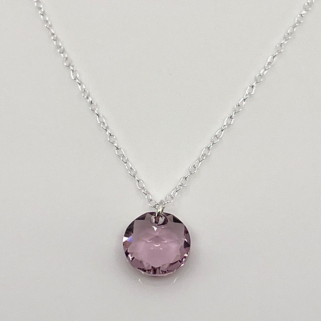 Aqlaperlis Jewellery: June Light Amethyst Birthstone Crystal Necklace Sterling Silver