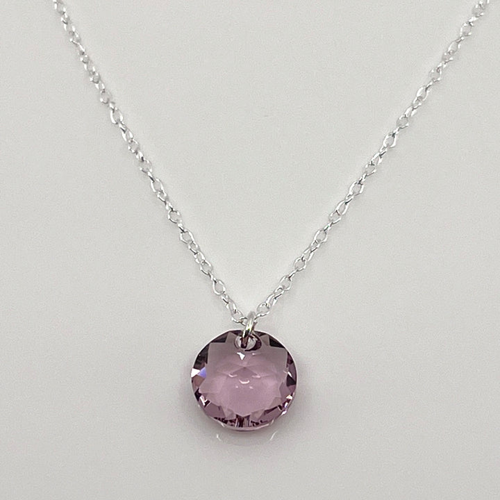 Aqlaperlis Jewellery: June Light Amethyst Birthstone Crystal Necklace Sterling Silver