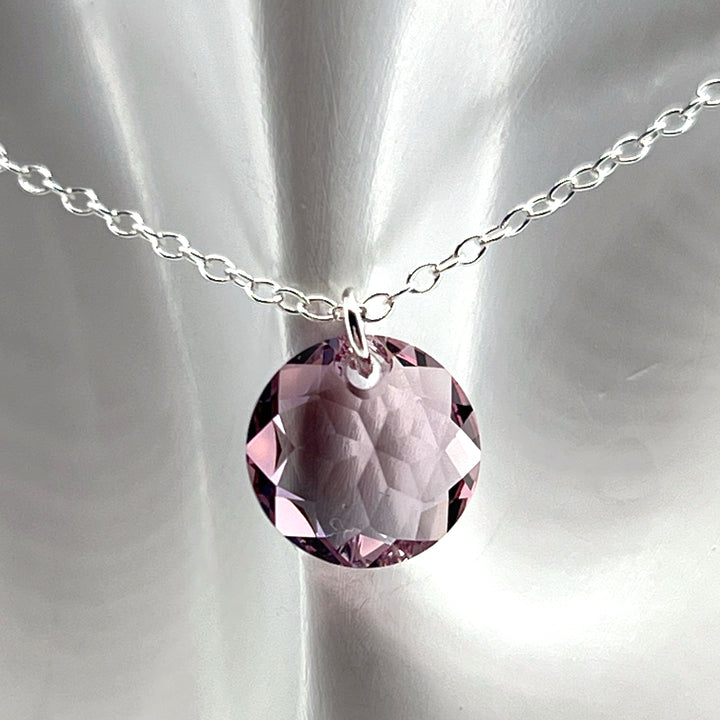 Aqlaperlis Jewellery: June Light Amethyst Birthstone Crystal Necklace Sterling Silver