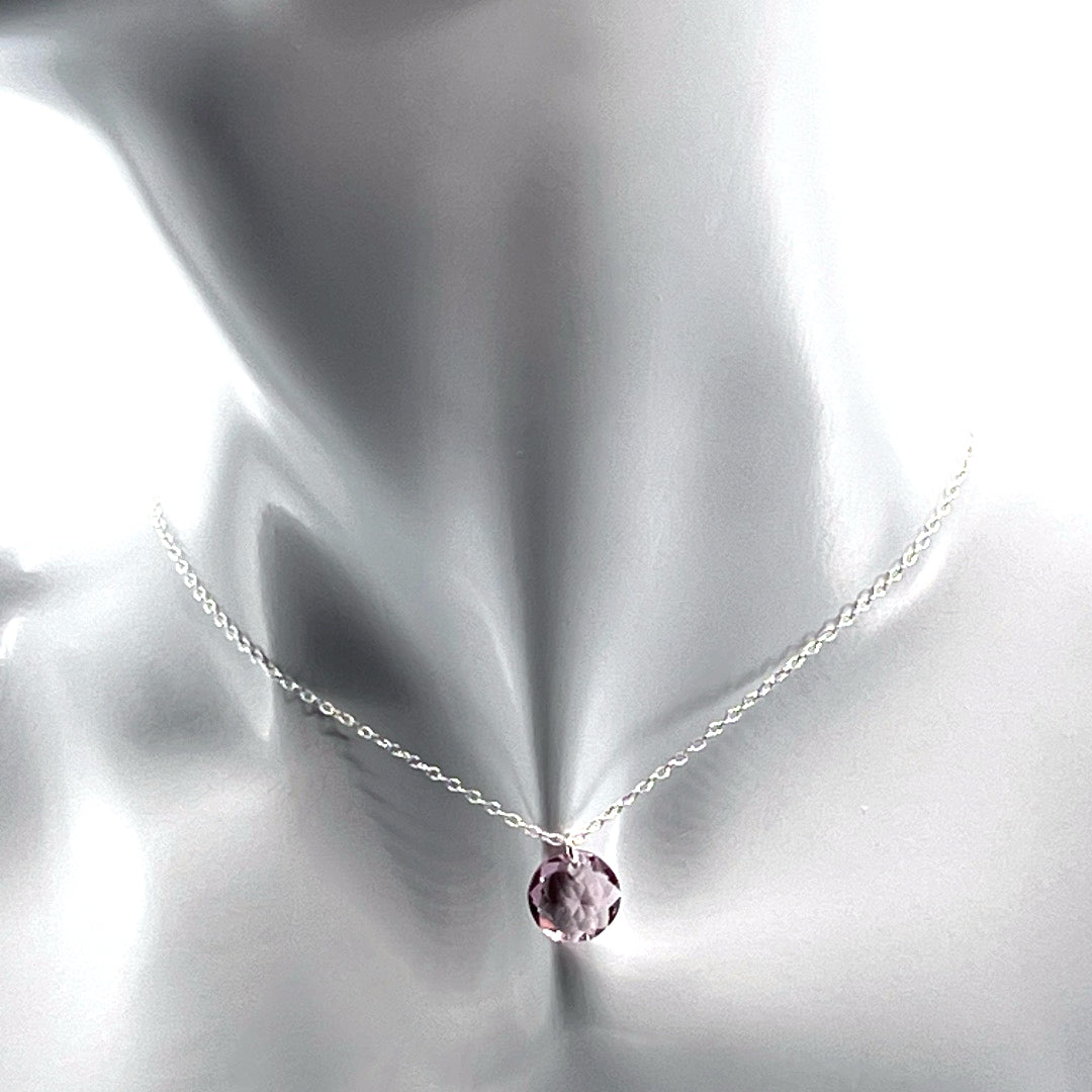 Aqlaperlis Jewellery: June Light Amethyst Birthstone Crystal Necklace Sterling Silver