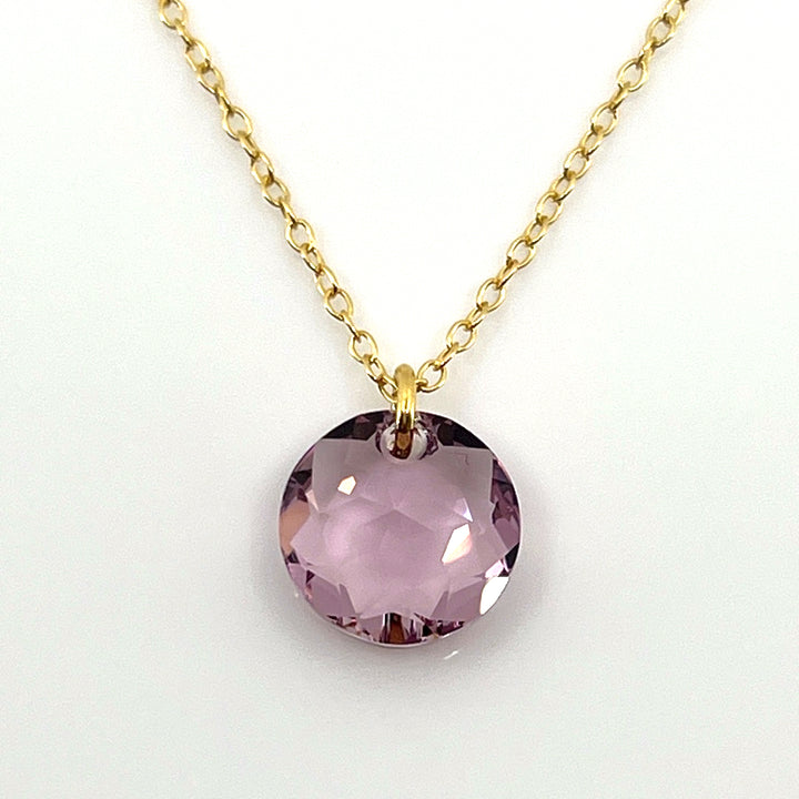 Aqlaperlis Jewellery: June Light Amethyst Birthstone Crystal Necklace Gold Vermeil