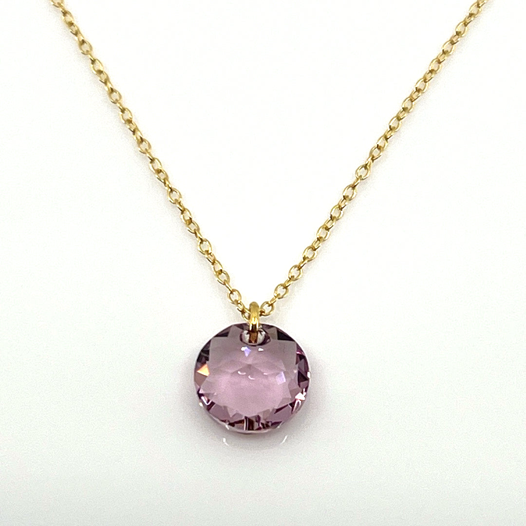 Aqlaperlis Jewellery: June Light Amethyst Birthstone Crystal Necklace Gold Vermeil
