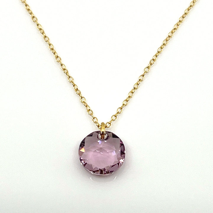 Aqlaperlis Jewellery: June Light Amethyst Birthstone Crystal Necklace Gold Vermeil
