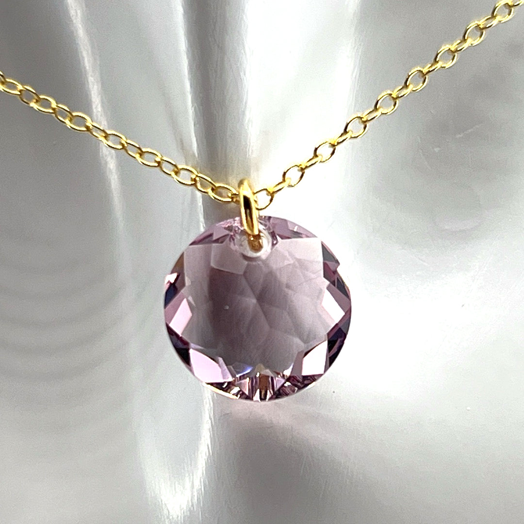 Aqlaperlis Jewellery: June Light Amethyst Birthstone Crystal Necklace Gold Vermeil