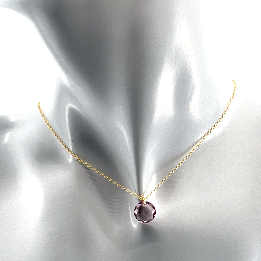 Aqlaperlis Jewellery: June Light Amethyst Birthstone Crystal Necklace Gold Vermeil