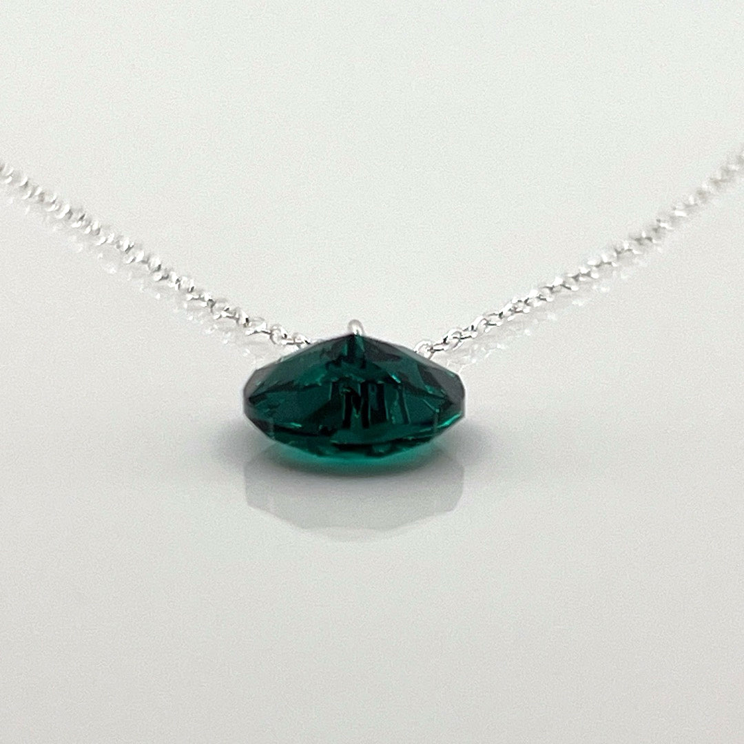 Aqlaperlis Jewellery: May Emerald Birthstone Crystal Necklace Sterling Silver
