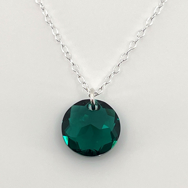 Aqlaperlis Jewellery: May Emerald Birthstone Crystal Necklace Sterling Silver