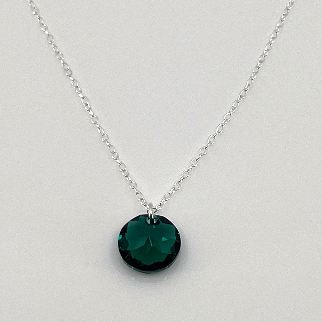 Aqlaperlis Jewellery: May Emerald Birthstone Crystal Necklace Sterling Silver