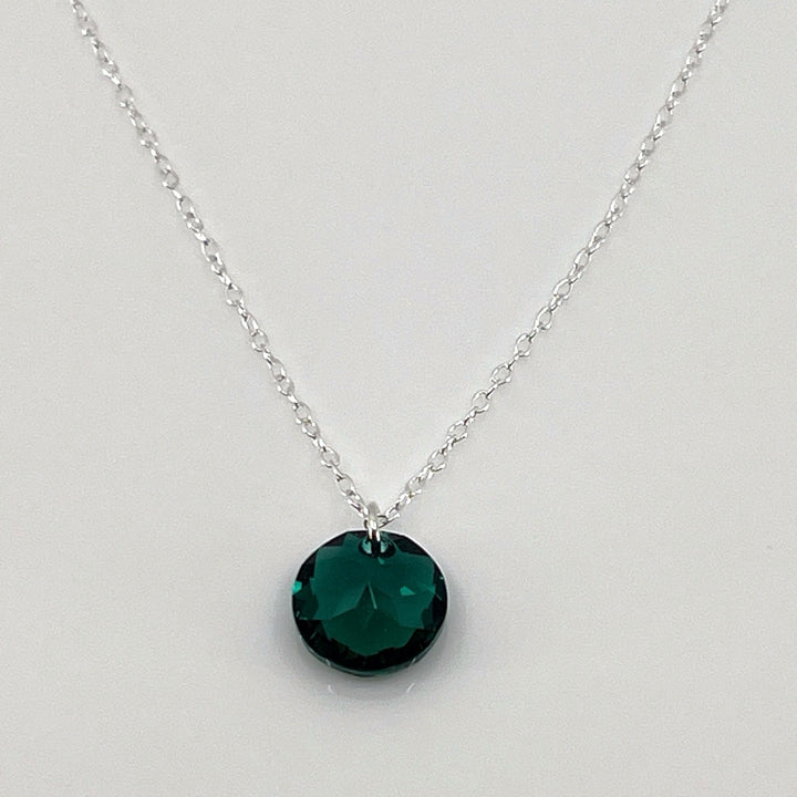 Aqlaperlis Jewellery: May Emerald Birthstone Crystal Necklace Sterling Silver