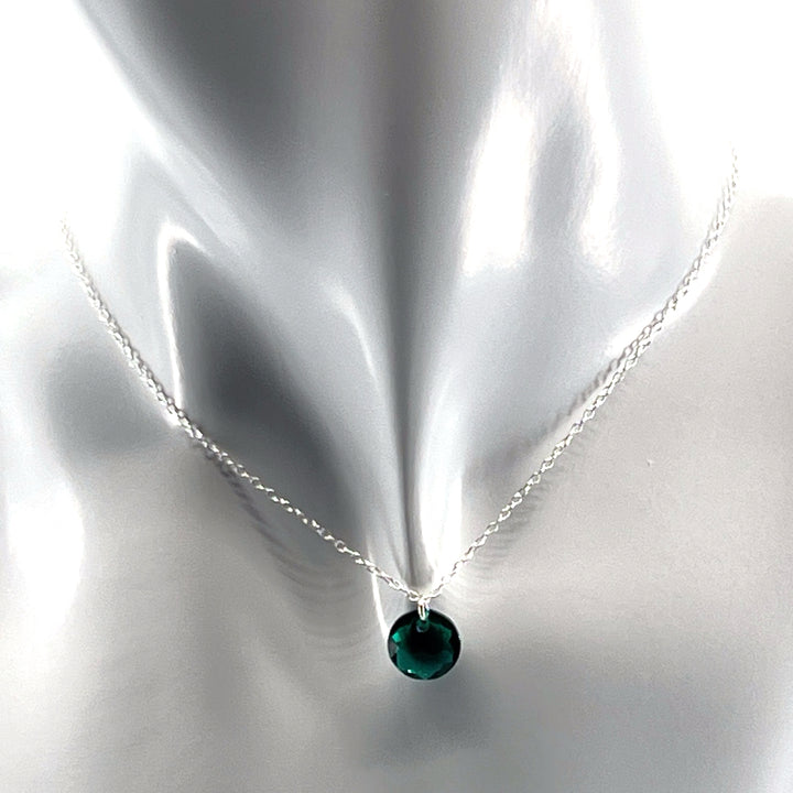 Aqlaperlis Jewellery: May Emerald Birthstone Crystal Necklace Sterling Silver