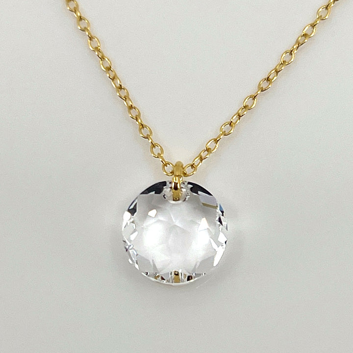 Aqlaperlis Jewellery: April Crystal Birthstone  Necklace Gold Vermeil