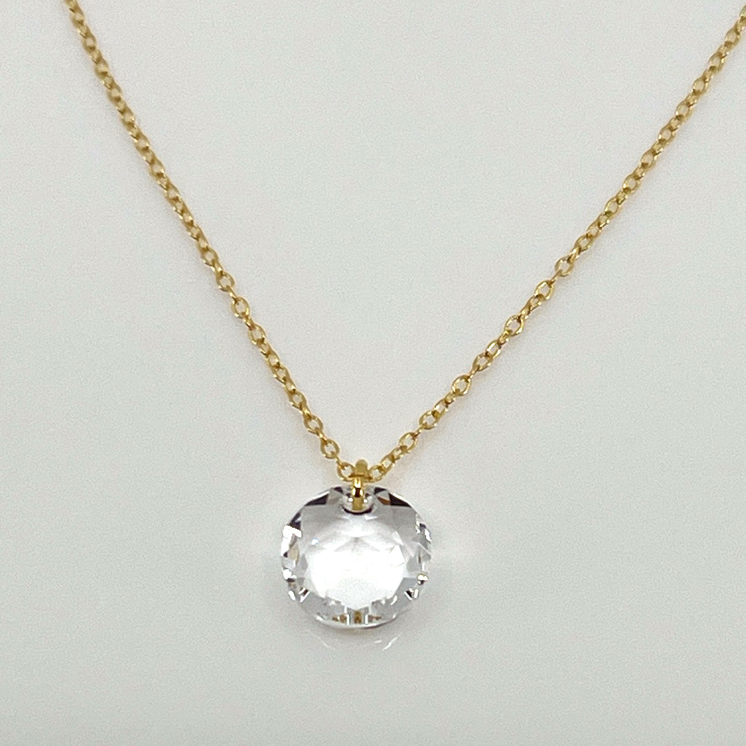 Aqlaperlis Jewellery: April Crystal Birthstone  Necklace Gold Vermeil