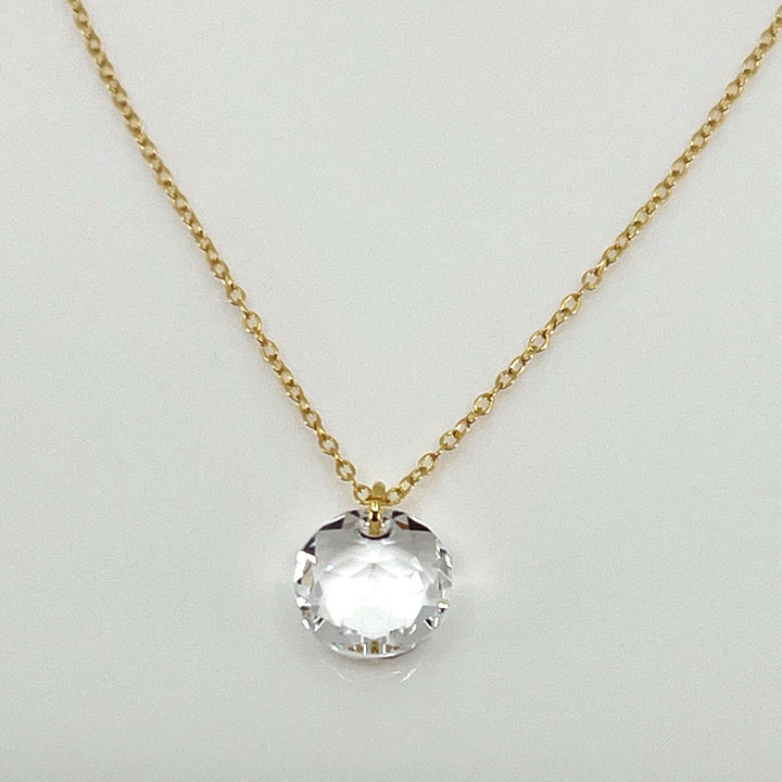 Aqlaperlis Jewellery: April Crystal Birthstone  Necklace Gold Vermeil